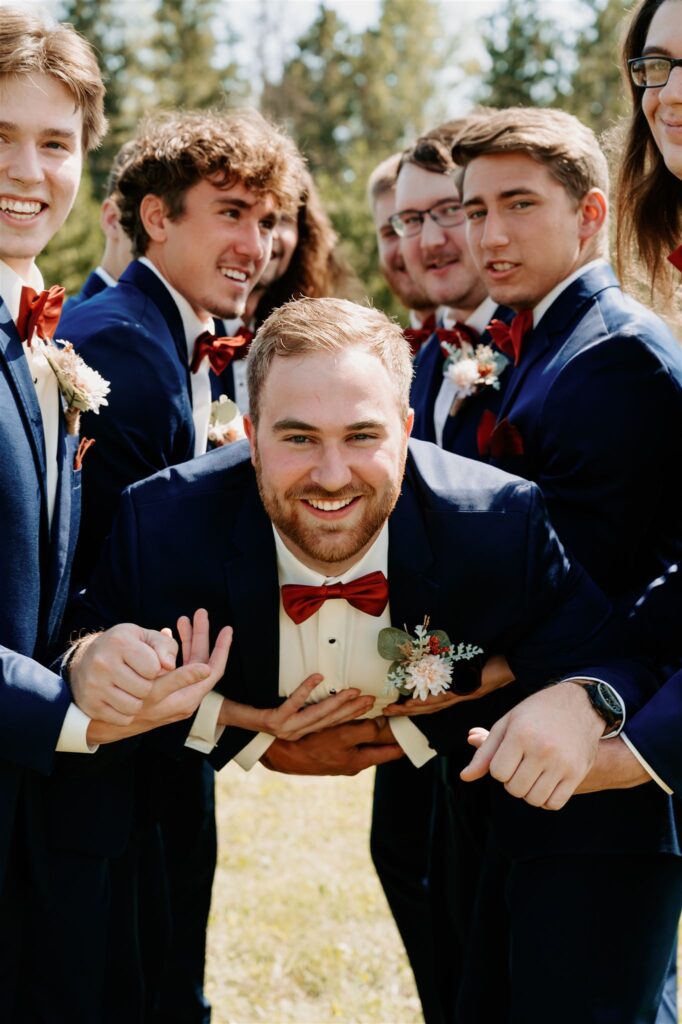 fun groom and groomsmen photo