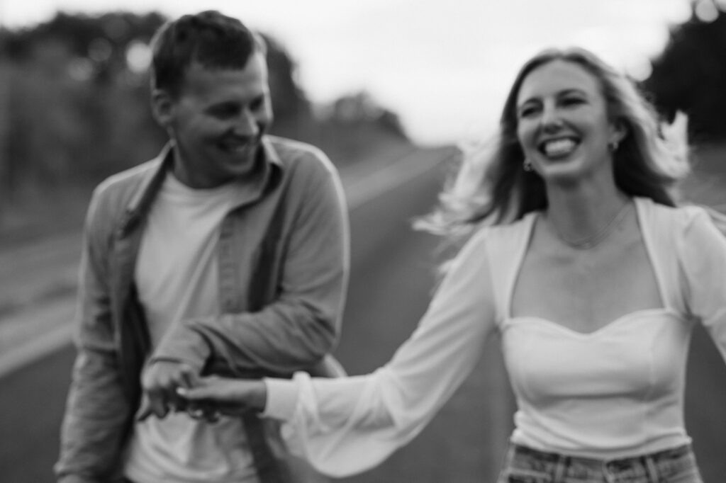 artistic blur black and white engagement photo