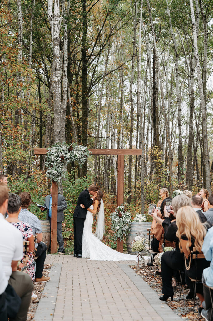 outdoor Late september wedding ceremony in bluebelle event venue