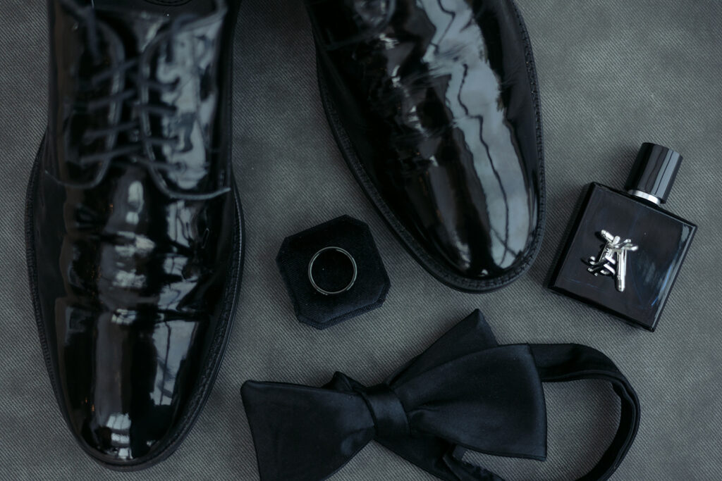elegant winter wedding detail flatlay