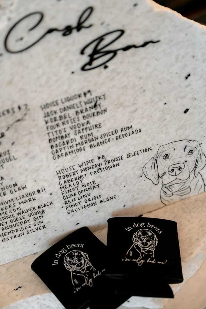 drinks menu and custom napkins