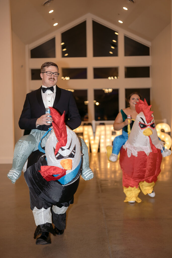 fun wedding party entrance to the wedding reception