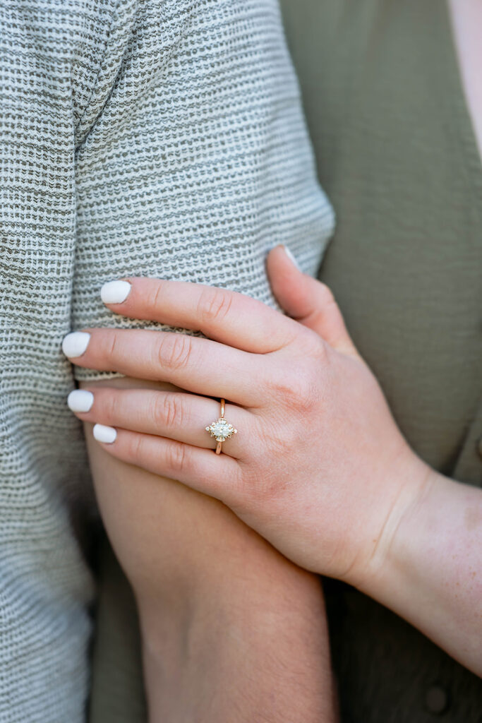 close up of engagement ring