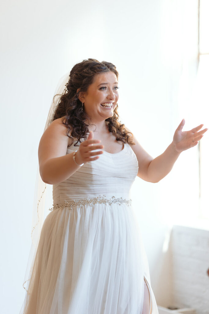 emotional bride and groom first look at the neu neu wedding venue