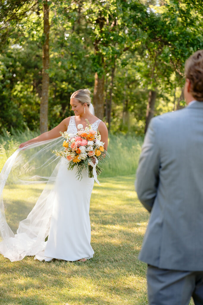 bride and groom at the golf course during their bemidji country club wedding day