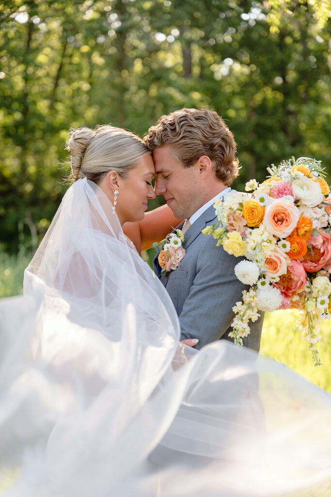 bride and groom at the golf course during their bemidji country club wedding day