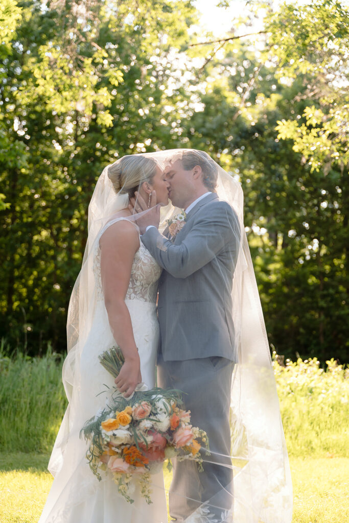 bride and groom at the golf course during their bemidji country club wedding day