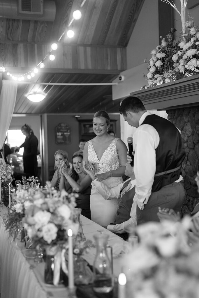 candid moments from wedding reception at the bemidji country club