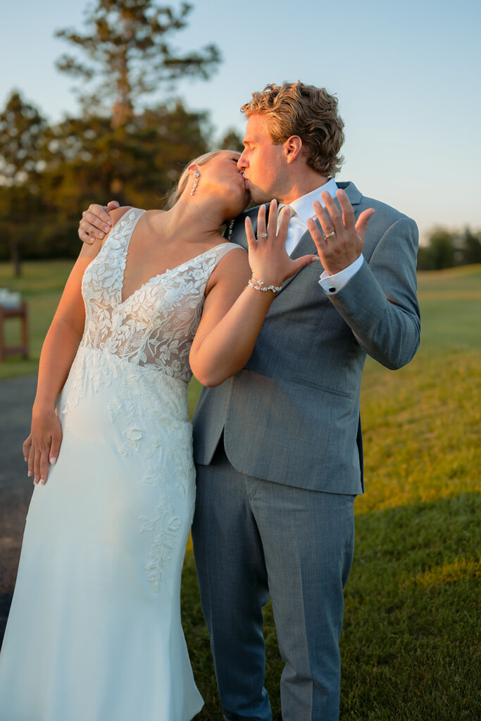 bride and groom at the golf course during their bemidji country club wedding day