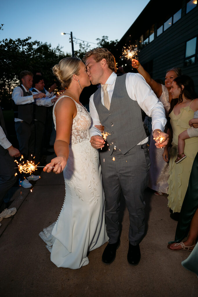 bride and groom sparkler exit