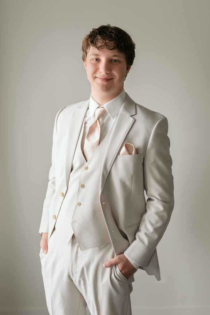 groom getting ready at the bluebelle event venue space