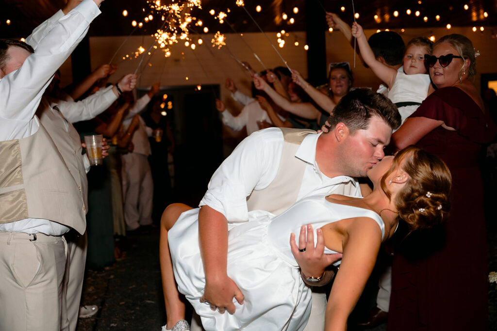 bride and groom sparkler exit