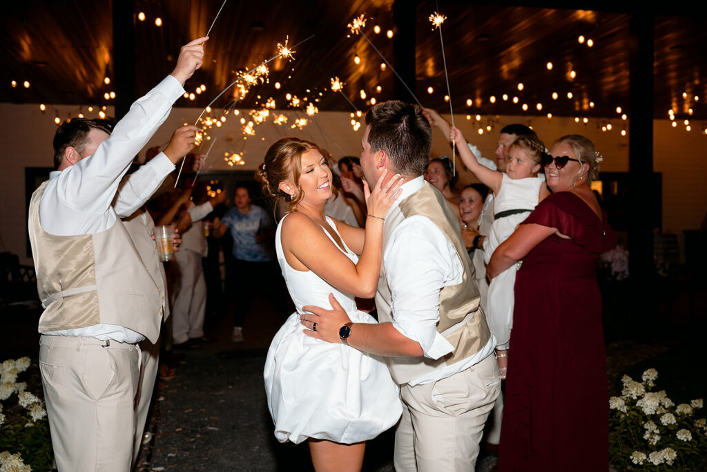 bride and groom sparkler exit