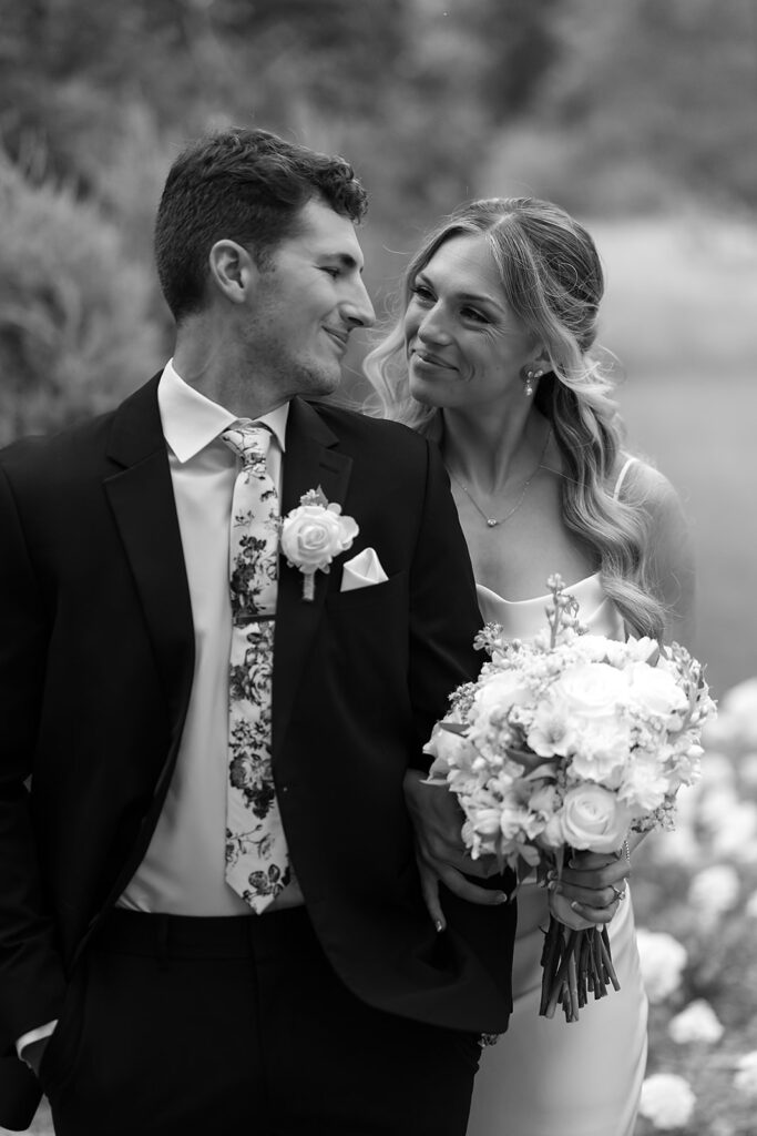 romantic bride and groom outdoors at the bluebelle event venue