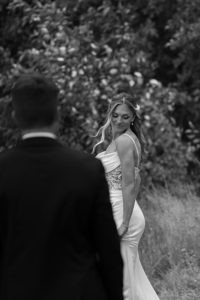 romantic bride and groom outdoors at the bluebelle event venue