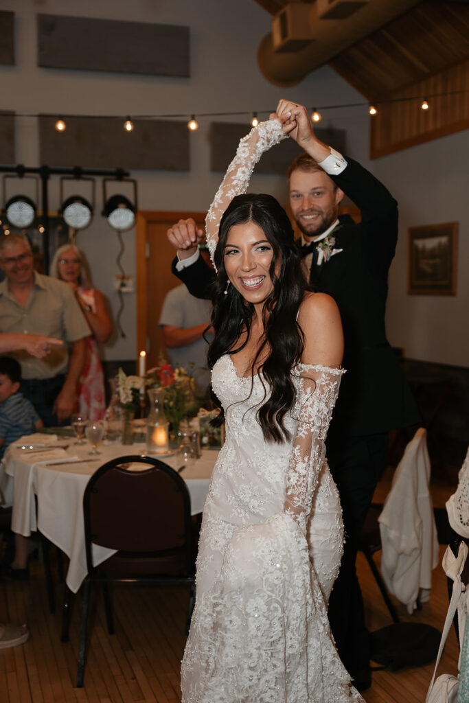 bride and groom during the reception at Bemidji Town and Country Club