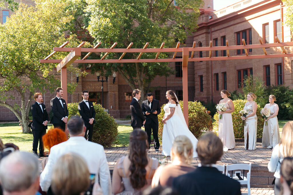 outdoor courthouse wedding ceremony at Beltrami County Courthouse