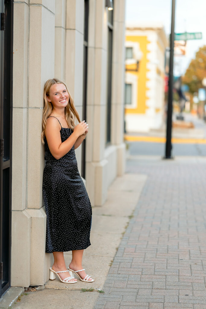 classy minnesota senior photoshoot in downtown bemidji