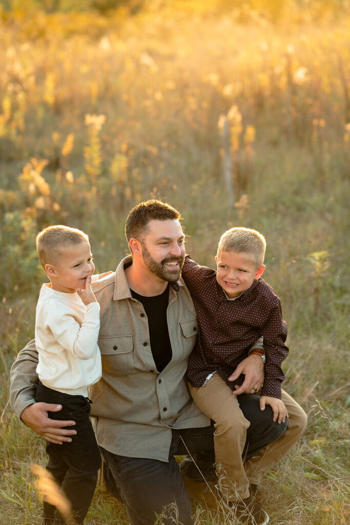 sweet and playful fall family photography in a field in bemidji mn