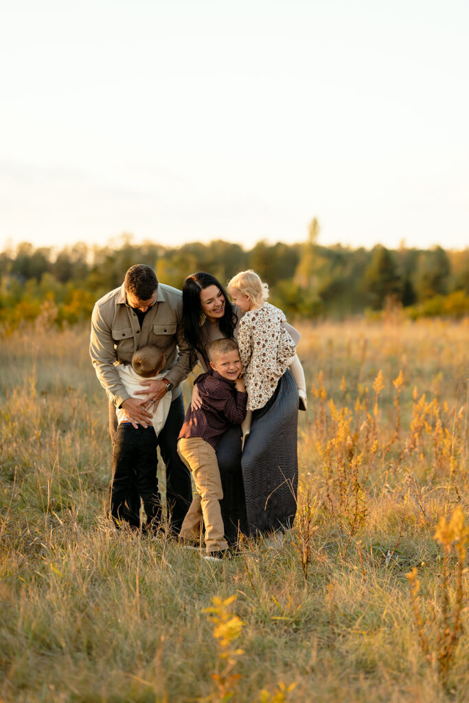 sweet fall family photography in a field in bemidji mn