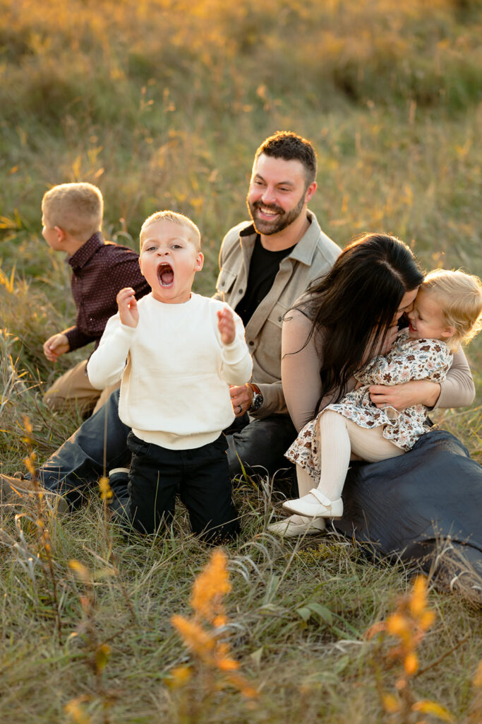 kids having fun during family photography session