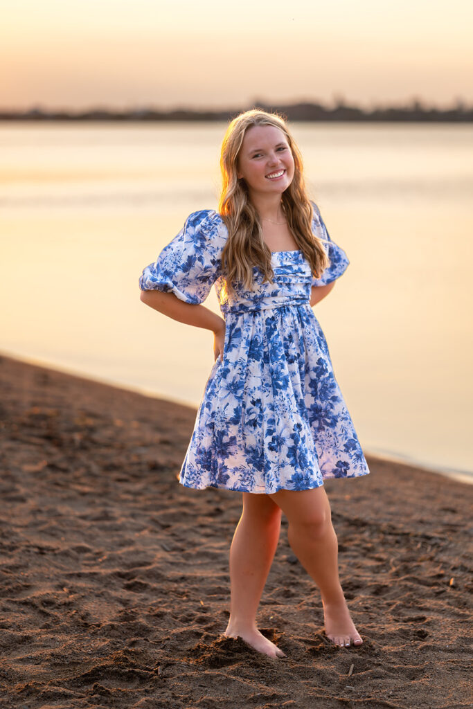 a sweet girl photographed during her minnesota senior photoshoot at south shore beach