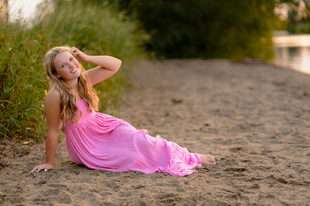 a sweet girl photographed during her minnesota senior photoshoot at south shore beach