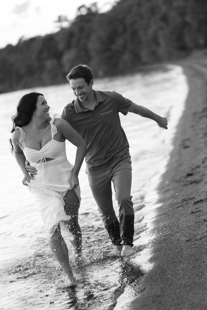 blue hour lakeside engagement photos at Lake Bemidji State Park
