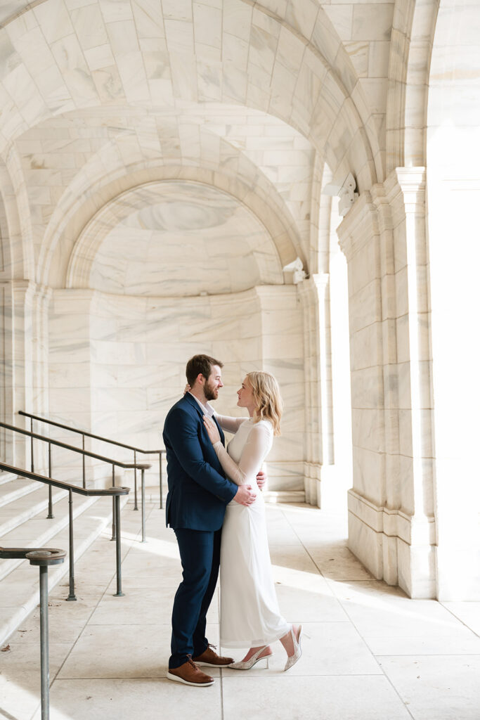 stylish Minnesota State Capitol engagement photos with romantic editorial vibes