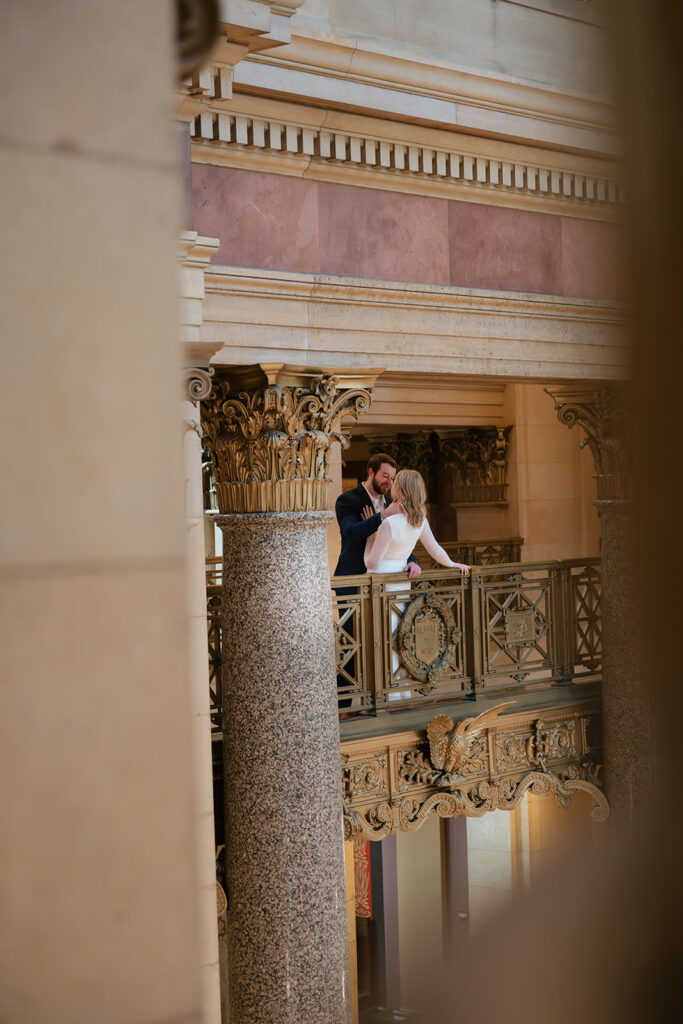 intimate engagement session inside the historic Minnesota State Capitol