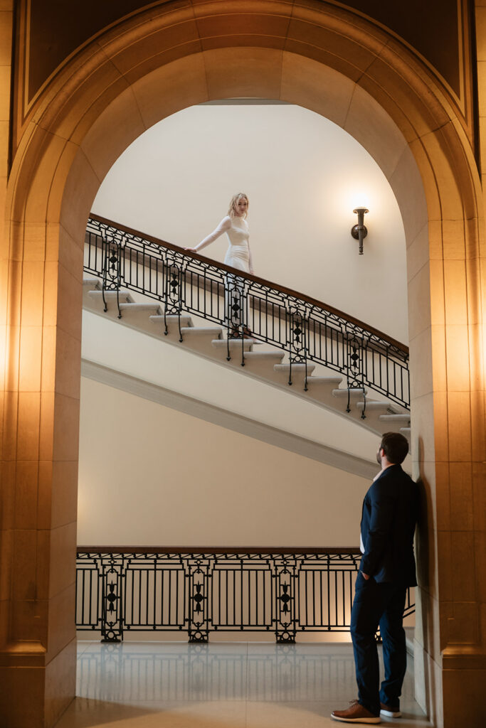 intimate engagement session inside the historic Minnesota State Capitol