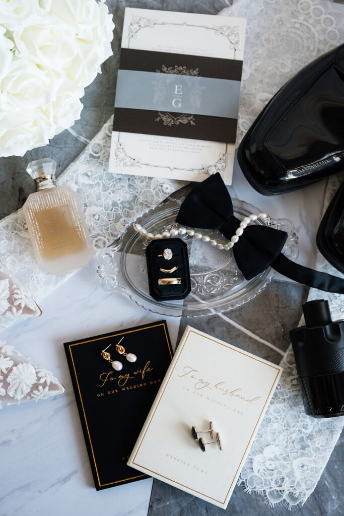 elegant wedding detail flatlay