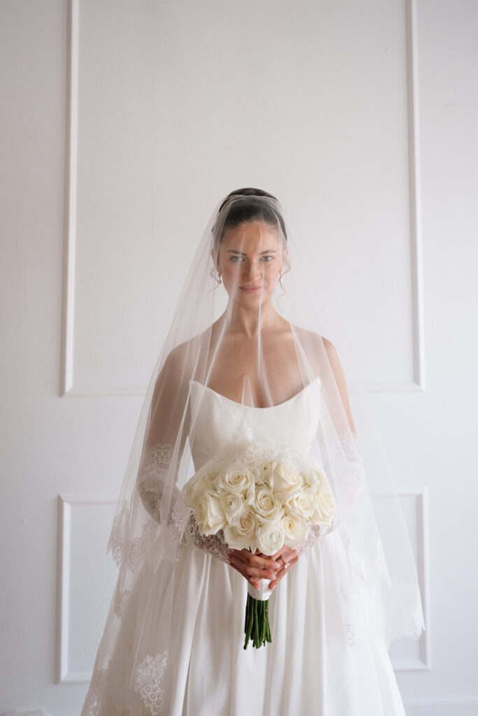 natural light studio bridal photos with clean white walls in Bemidji Minnesota