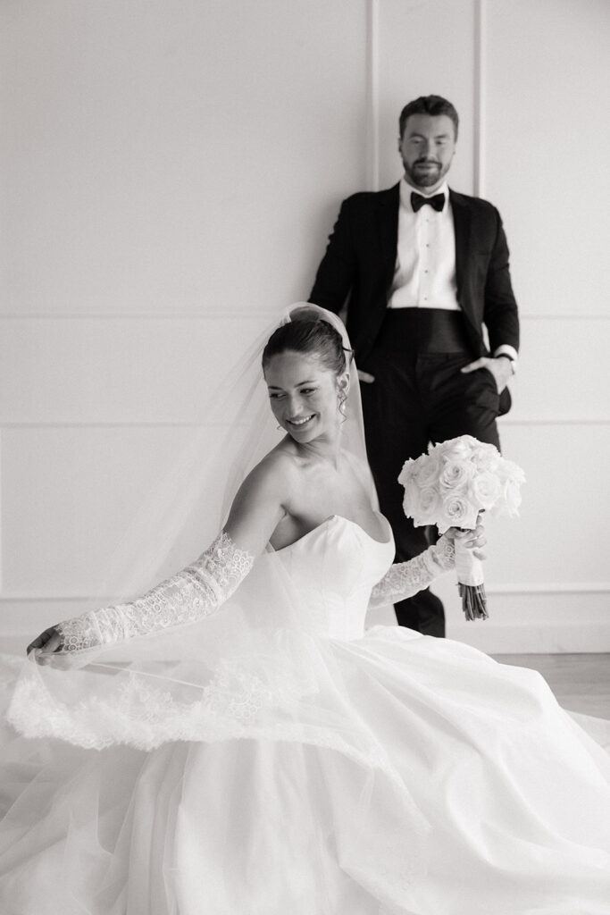 chic studio wedding photos inspired by editorial fashion photography in Bemidji Minnesota