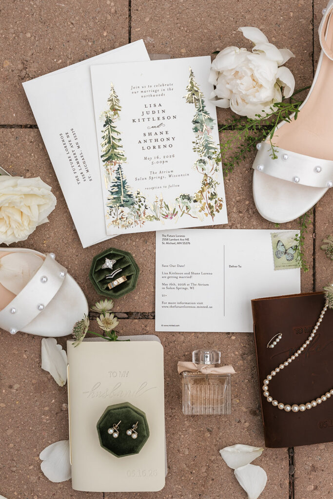 elegant wedding detail flatlay
