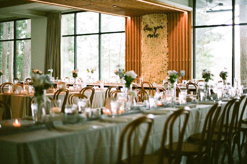 indoor wedding reception space decor at the catalyst by nature link