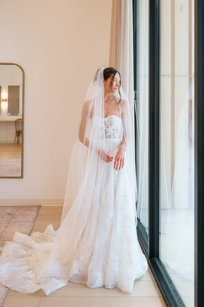 bridal portrait by a window