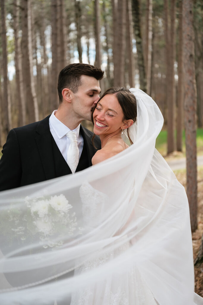 bride and groom at the forest during their nature wedding at the catalyst by nature link