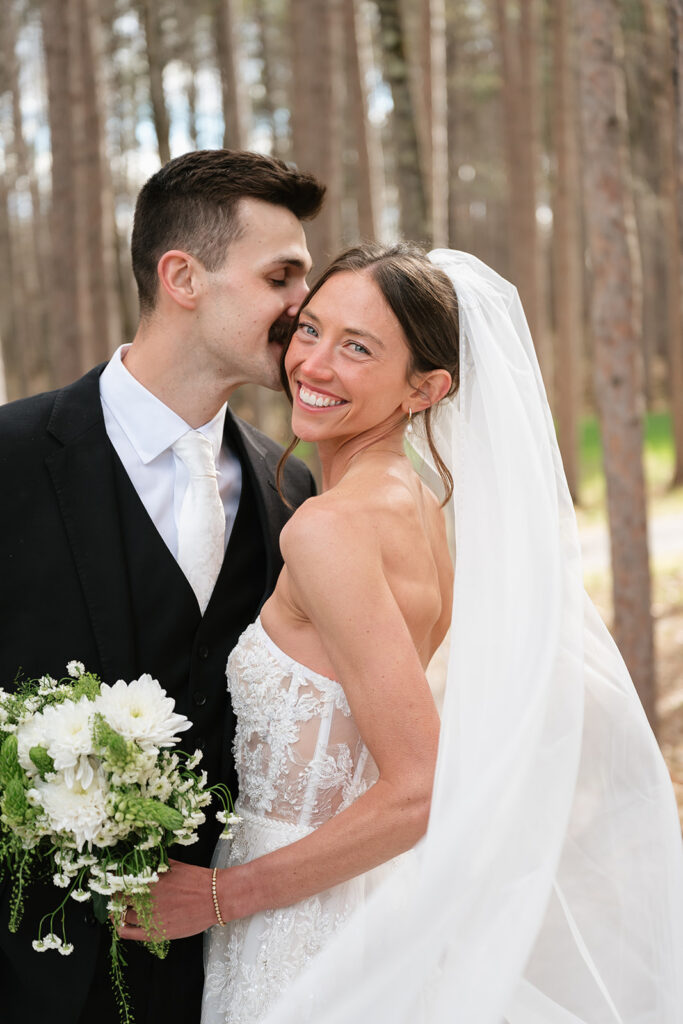 bride and groom at the forest during their nature wedding at the catalyst by nature link
