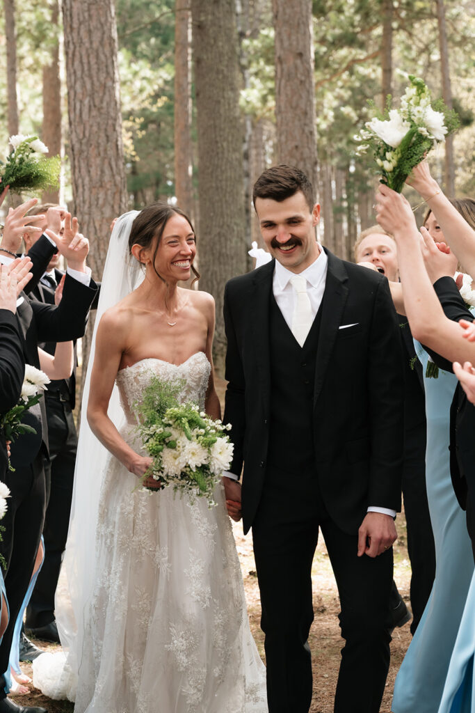 bride and groom and their wedding party