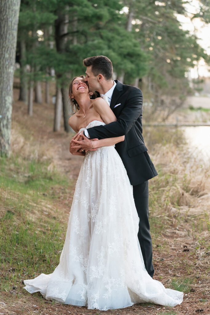 bride and groom at the forest during their nature wedding at the catalyst by nature link